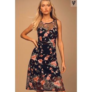 Lulu’s Headliner Embroidered Sleeveless Midi Dress